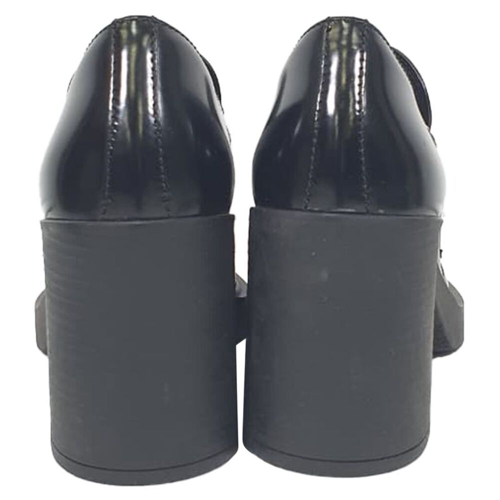 Prada Chocolate High-Heeled Loafers in Black Leather - Picture 3 of 12